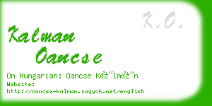 kalman oancse business card